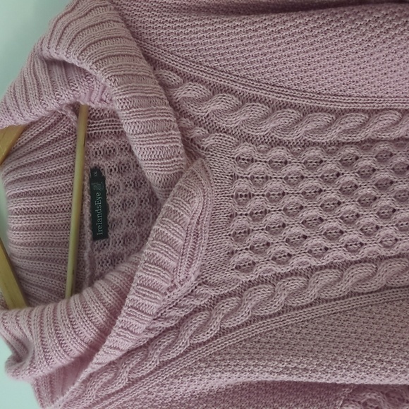 Ireland's Aster Shawl Collar Oversized Cozy Pink Cable Knit Sweater Pastel Pink - Picture 7 of 11